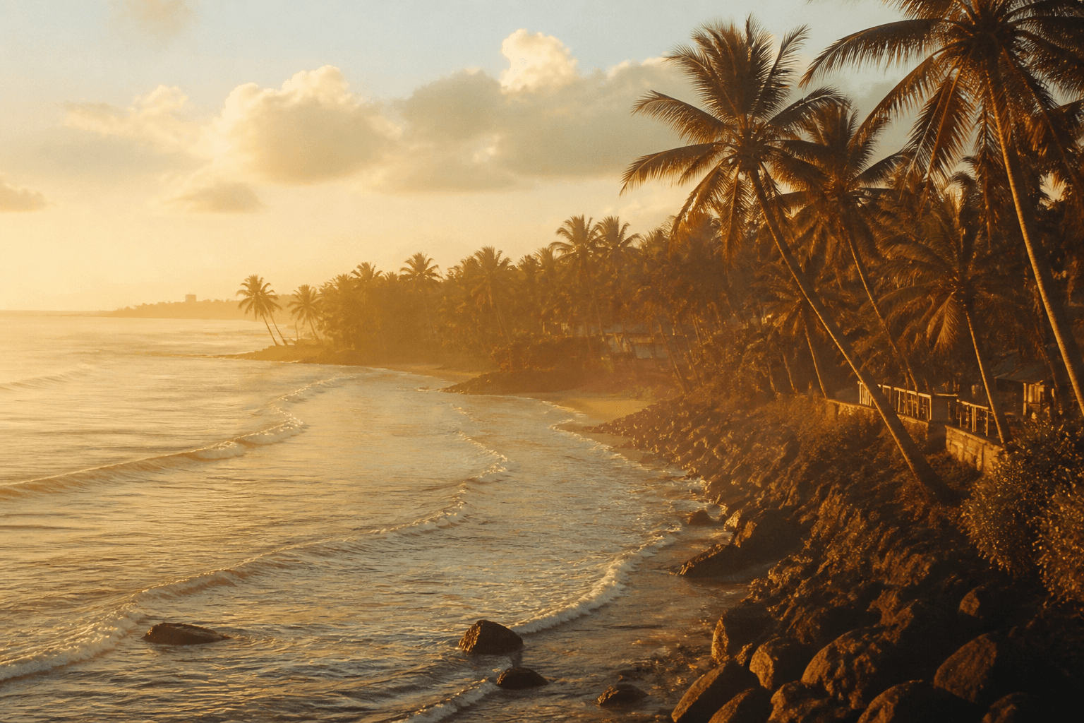 Sri Lankan coastline at golden hour